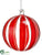 Glass Ball Ornament - Red Clear - Pack of 6