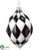 Glass Finial Ornament - Black White - Pack of 6