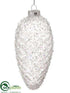 Silk Plants Direct Glass Pine Cone Ornament - Clear Ice - Pack of 6