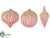 Glass Ball, Onion, Finial Ornament - Pink Pearl - Pack of 2