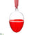 Glass Egg Ornament - Red Clear - Pack of 6