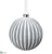 Stripe Glass Ball Ornament - Gray White - Pack of 4