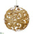 Glittered Swirl Glass Ball Ornament - Clear Gold - Pack of 4