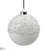 Glittered Glass Ball Ornament - White Glittered - Pack of 6