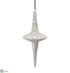 Silk Plants Direct Glittered Glass Finial Ornament - White Glittered - Pack of 6