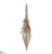 Beaded Mercury Glass Finial Ornament With Feather - Silver Brown - Pack of 6