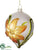 Glittered Floral Glass Finial Ornament - Orange Yellow - Pack of 6