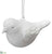 Glittered Glass Bird Ornament - White - Pack of 6