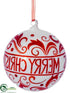 Silk Plants Direct Merry Christmas Glass Ball Ornament - White Red - Pack of 6