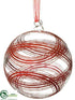 Silk Plants Direct Ball Ornament - Clear Red - Pack of 4