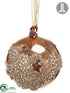 Silk Plants Direct Glass Laced Ball Ornament - Gold Brown - Pack of 6