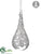 Glass Laced Teardrop Ornament - Silver Clear - Pack of 6