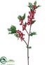 Silk Plants Direct Holly Spray - Red - Pack of 8