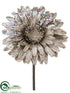 Silk Plants Direct Glitter Gerbera Daisy Pick - Silver - Pack of 12