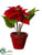 Velvet Poinsettia - Red - Pack of 4