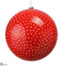 Silk Plants Direct Plastic Dots Ball Ornament - Red White - Pack of 4