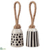 Silk Plants Direct Ceramic Bell Ornament - Black Cream - Pack of 3