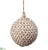 Zig-zag Jute, Cotton Ball Ornament - Beige Brown - Pack of 4