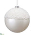 Silk Plants Direct Beaded Ball Ornament - White - Pack of 8