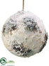 Silk Plants Direct Faux Birch Ball Ornament - Natural Snow - Pack of 6