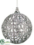 Silk Plants Direct Filigree Ball Ornament - Silver - Pack of 12