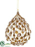 Silk Plants Direct Teardrop Ornament - Gold Pearl - Pack of 4