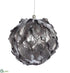 Silk Plants Direct Leaf Ball Ornament - Silver - Pack of 6