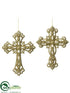 Silk Plants Direct Cross Ornament - Gold - Pack of 12