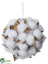 Silk Plants Direct Cotton Ball Ornament - White Ice - Pack of 4