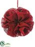 Silk Plants Direct Burlap Ball Ornament - Red - Pack of 4