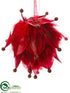 Silk Plants Direct Pearl Feather Ball Ornament - Burgundy - Pack of 8