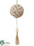 Silk Plants Direct Straw Ball Ornament - Brown Snow - Pack of 4