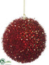 Silk Plants Direct Fuzzy Ball Ornament - Red - Pack of 12