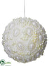 Silk Plants Direct Ball Ornament - White - Pack of 12