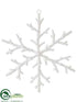 Silk Plants Direct Glitter Snowflake Ornament - White - Pack of 24