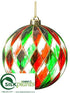 Silk Plants Direct Ball Ornament - Red Green - Pack of 6