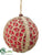 Jute, Crochet Ball Ornament - Red Natural - Pack of 4