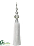 Silk Plants Direct Finial Jewel Tassel Ornament - White - Pack of 4