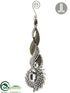 Silk Plants Direct Rhinestone Drop Ornament - Clear Silver - Pack of 12