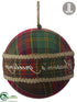 Silk Plants Direct Plaid Ball Ornament - Red Green - Pack of 6