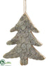 Silk Plants Direct Wood Tree Ornament - Green Gray - Pack of 12