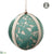 Velvet, Lace Ball Ornament - Green Beige - Pack of 12