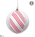 Silk Plants Direct Stripe Lace Ball Ornament - Red White - Pack of 12