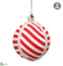 Silk Plants Direct Stripe Ball Ornament - Red White - Pack of 12