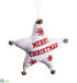 Silk Plants Direct Merry Christmas Star Ornament With Bell - Beige Red - Pack of 6