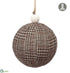 Silk Plants Direct Plaid Ball Ornament - Brown Gray - Pack of 6