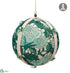 Silk Plants Direct Rhinestone Lace Ball Ornament - Green Beige - Pack of 6