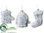 Stocking, Mitten, Hat Ornament - White Silver - Pack of 8