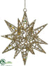 Silk Plants Direct Star Ornament - Gold - Pack of 12