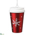 Silk Plants Direct Plastic Snowflake Cup Ornament - Red White - Pack of 12